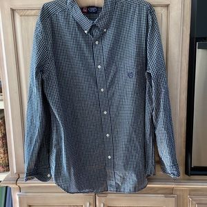 Chaps navy & green plaid checked shirt sz XL Easy care mens